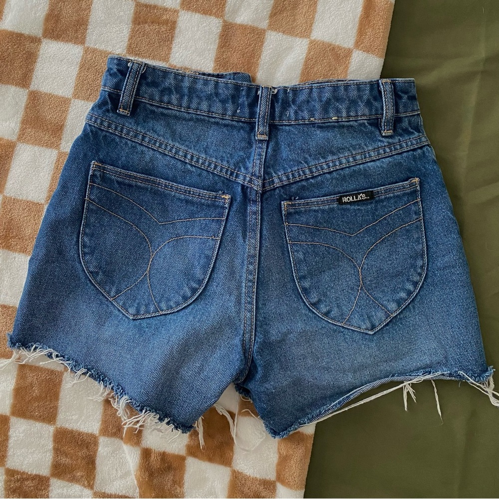 ROLLA’S Original Short, High Rise Cut Off, size 24, dark wash